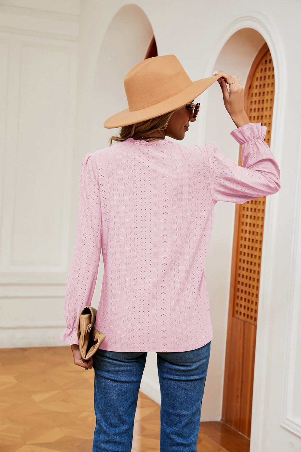 V - Neck Flounce Sleeve Blouse - Che Cose Belle
