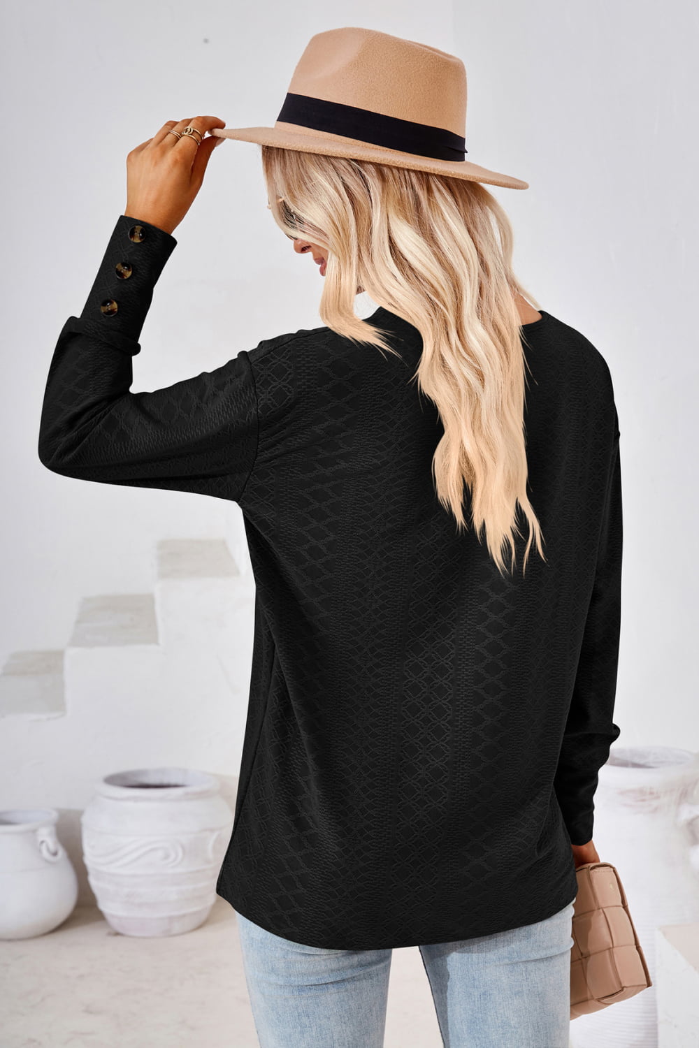 V - Neck Long Sleeve Blouse - Che Cose Belle