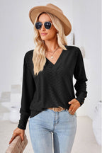V - Neck Long Sleeve Blouse - Che Cose Belle