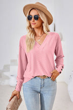 V - Neck Long Sleeve Blouse - Che Cose Belle