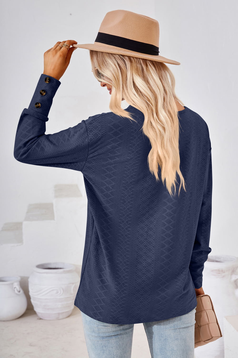 V - Neck Long Sleeve Blouse - Che Cose Belle