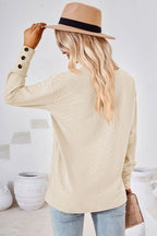 V - Neck Long Sleeve Blouse - Che Cose Belle
