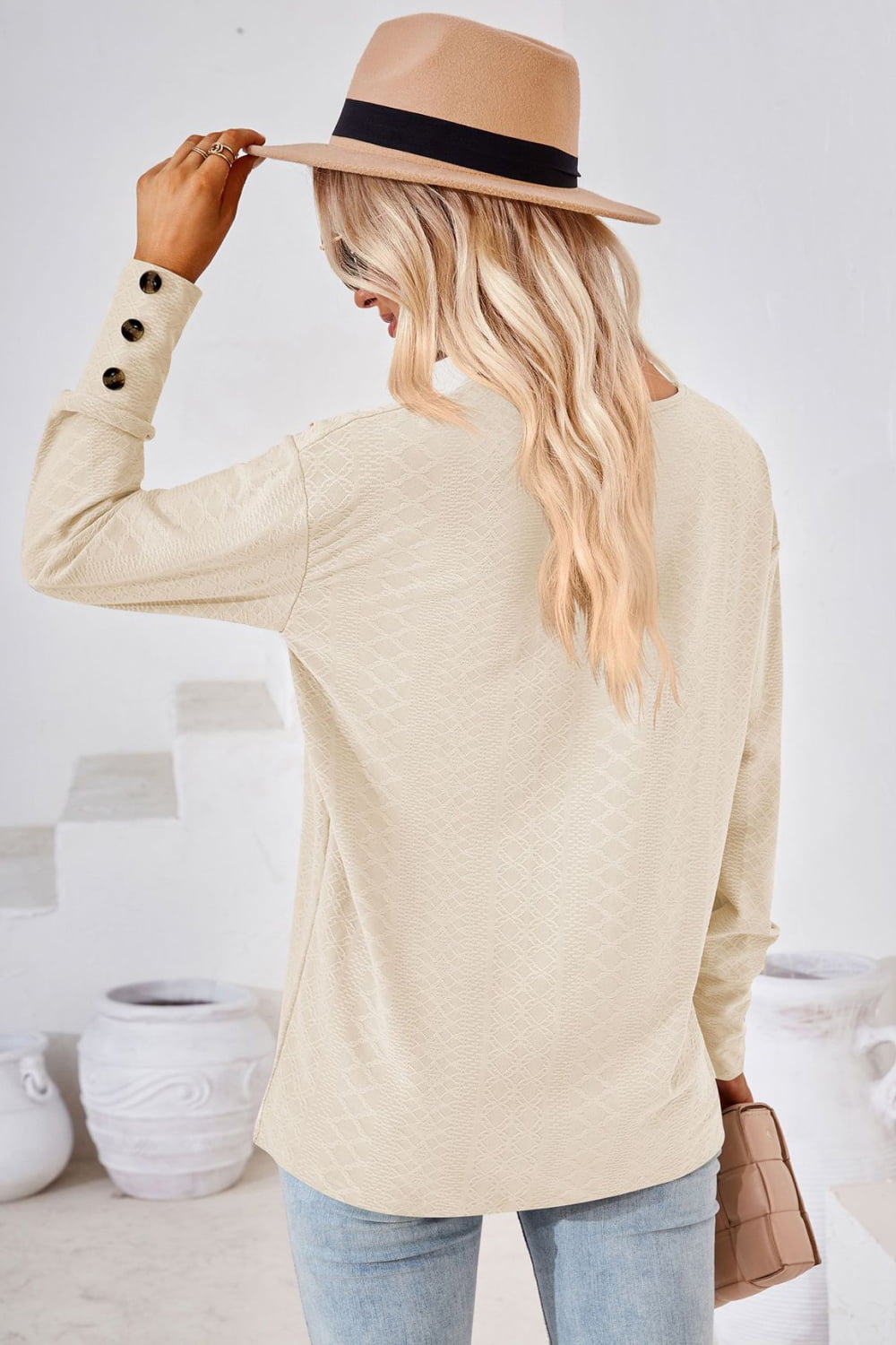 V - Neck Long Sleeve Blouse - Che Cose Belle