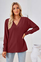V - Neck Long Sleeve Blouse - Che Cose Belle