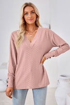 V - Neck Long Sleeve Blouse - Che Cose Belle