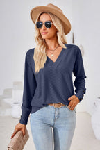 V - Neck Long Sleeve Blouse - Che Cose Belle