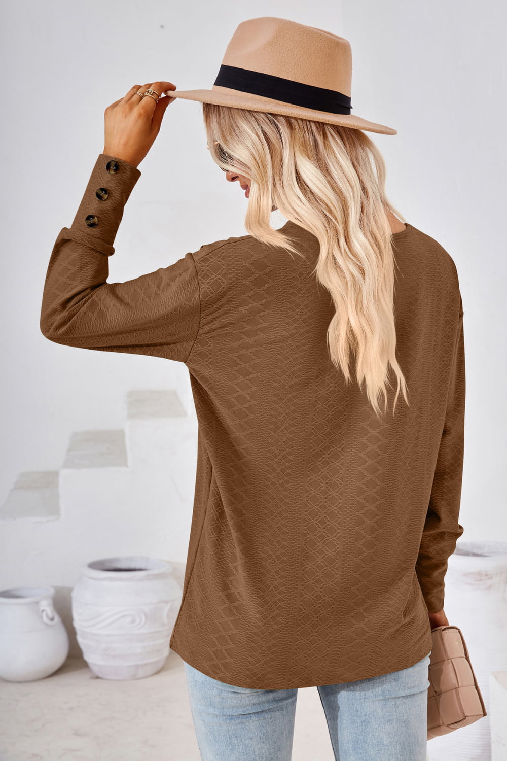V - Neck Long Sleeve Blouse - Che Cose Belle