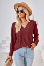 V - Neck Long Sleeve Blouse - Che Cose Belle