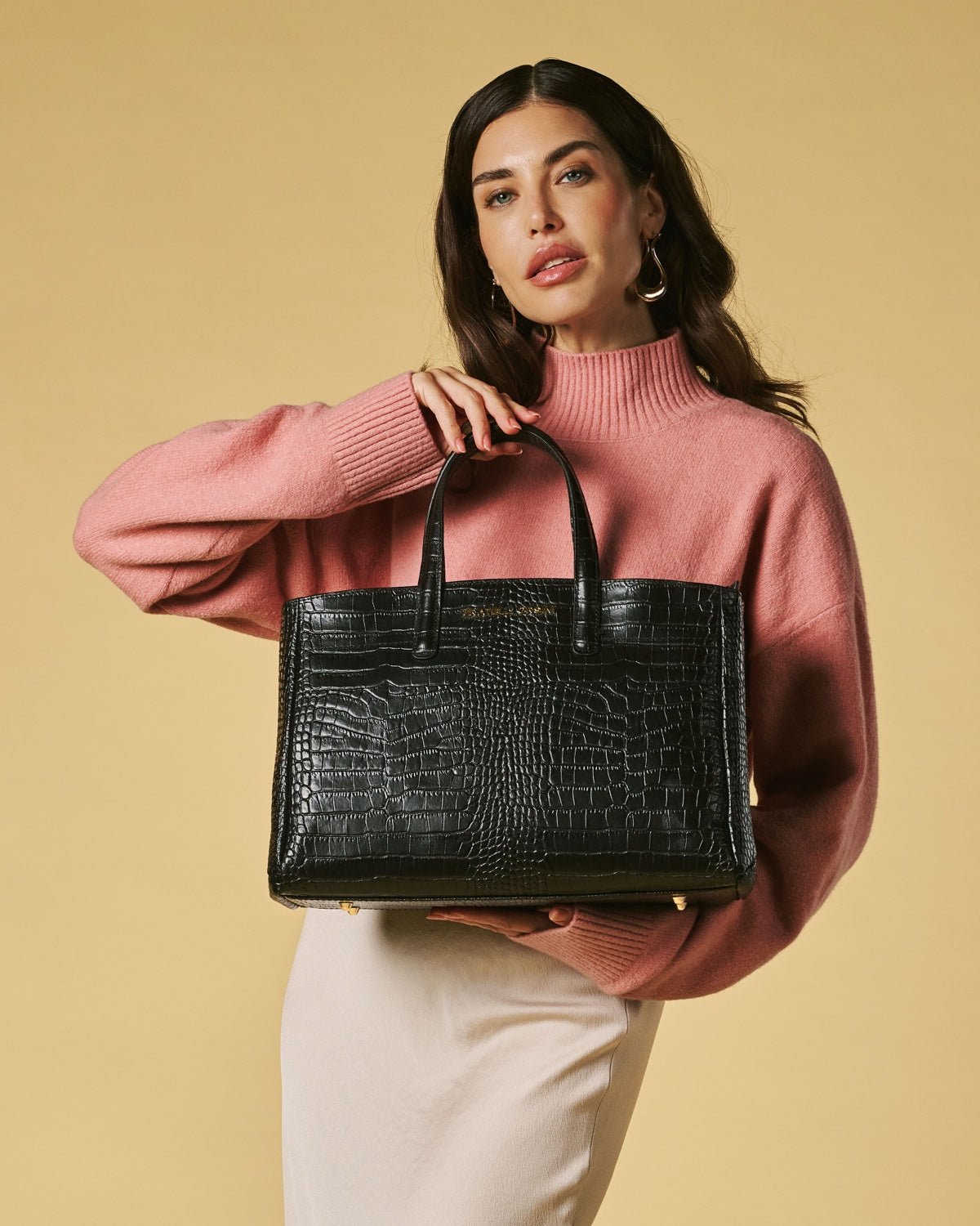 Valentina (black) - Italian calf leather women's handbag (with shoulder strap) - Che Cose Belle