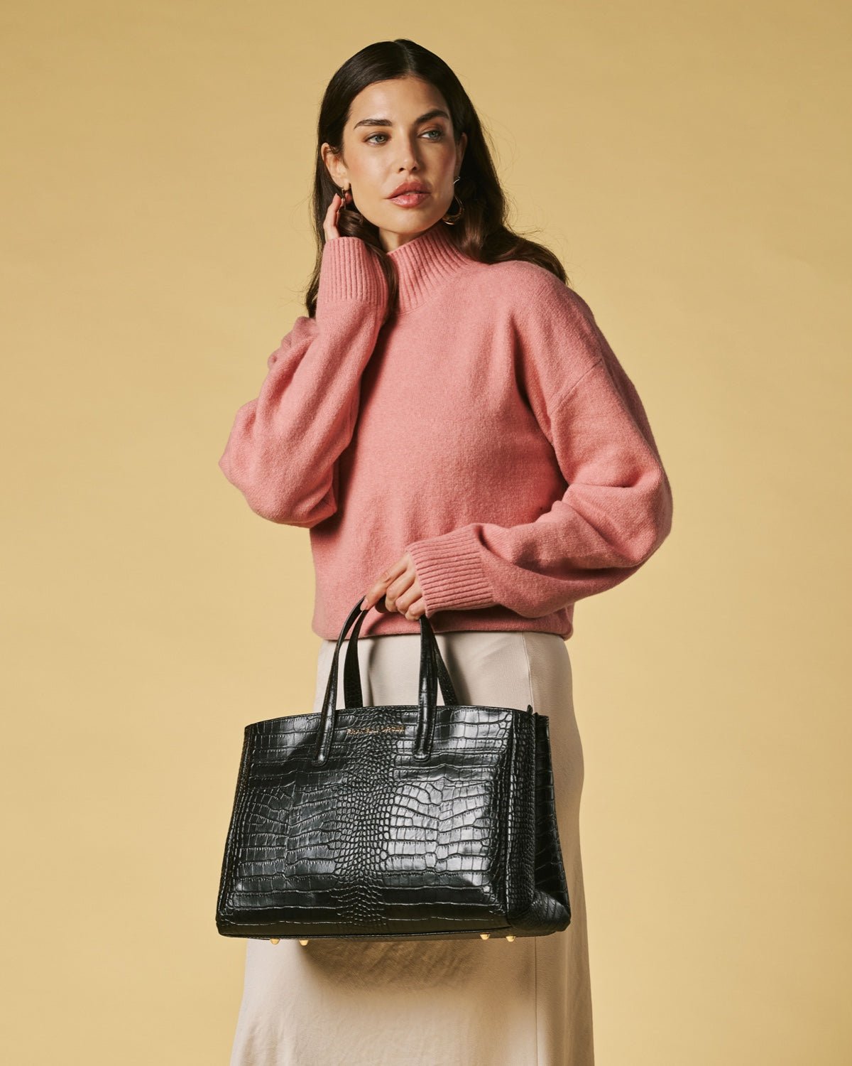 Valentina (black) - Italian calf leather women's handbag (with shoulder strap) - Che Cose Belle