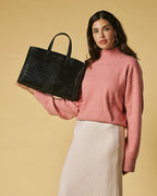 Valentina (black) - Italian calf leather women's handbag (with shoulder strap) - Che Cose Belle