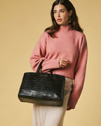 Valentina (black) - Italian calf leather women's handbag (with shoulder strap) - Che Cose Belle