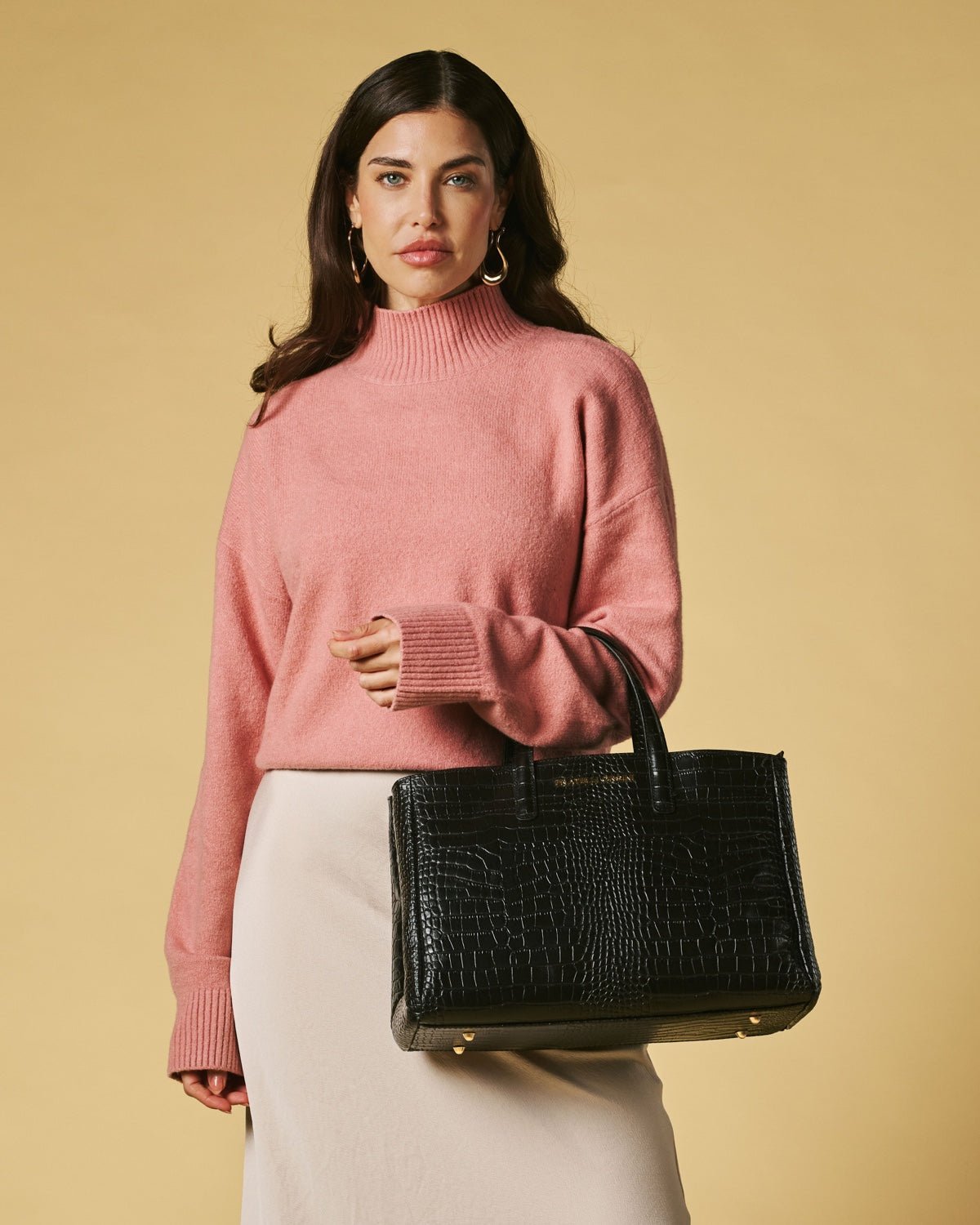 Valentina (black) - Italian calf leather women's handbag (with shoulder strap) - Che Cose Belle