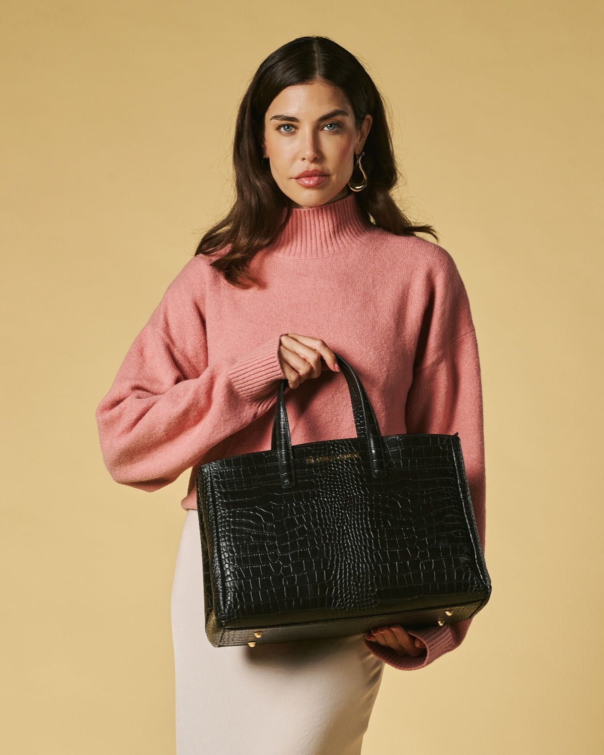 Valentina (black) - Italian calf leather women's handbag (with shoulder strap) - Che Cose Belle