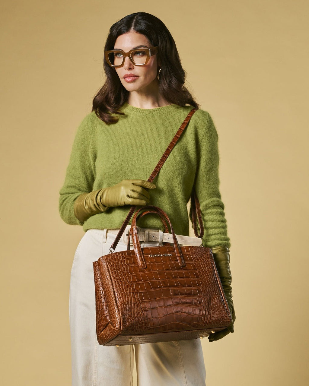 Valentina (cognac) - Italian calf leather women's handbag (with shoulder strap) - Che Cose Belle