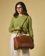Valentina (cognac) - Italian calf leather women's handbag (with shoulder strap) - Che Cose Belle