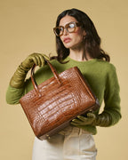 Valentina (cognac) - Italian calf leather women's handbag (with shoulder strap) - Che Cose Belle