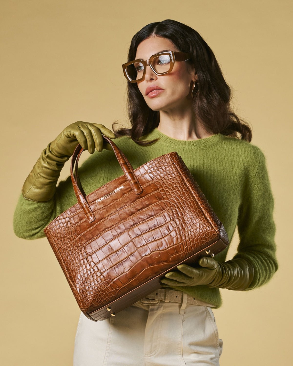 Valentina (cognac) - Italian calf leather women's handbag (with shoulder strap) - Che Cose Belle