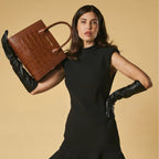 Valentina (cognac) - Italian calf leather women's handbag (with shoulder strap) - Che Cose Belle
