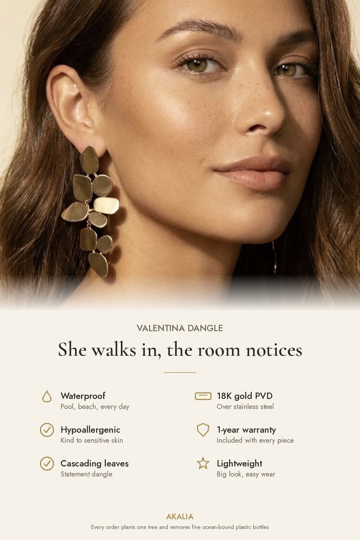 Valentina Waterproof Statement Dangle Earring - Che Cose Belle