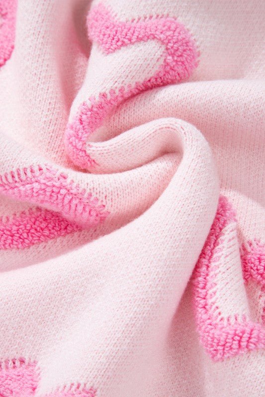 Valentine Heart Bubble Sleeve Baggy Sweater - Che Cose Belle