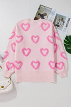 Valentine Heart Bubble Sleeve Baggy Sweater - Che Cose Belle