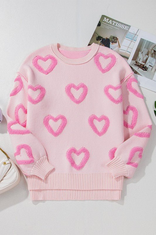 Valentine Heart Bubble Sleeve Baggy Sweater - Che Cose Belle