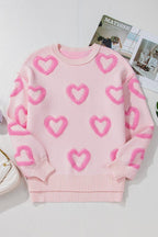 Valentine Heart Bubble Sleeve Baggy Sweater - Che Cose Belle