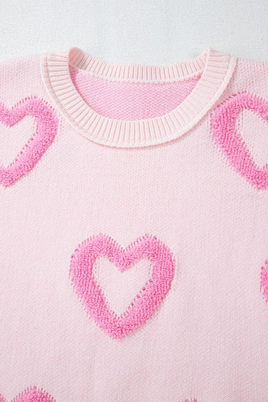 Valentine Heart Bubble Sleeve Baggy Sweater - Che Cose Belle