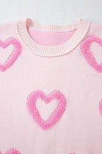 Valentine Heart Bubble Sleeve Baggy Sweater - Che Cose Belle