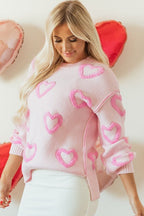 Valentine Heart Bubble Sleeve Baggy Sweater - Che Cose Belle