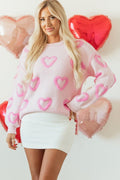 Valentine Heart Bubble Sleeve Baggy Sweater - Che Cose Belle