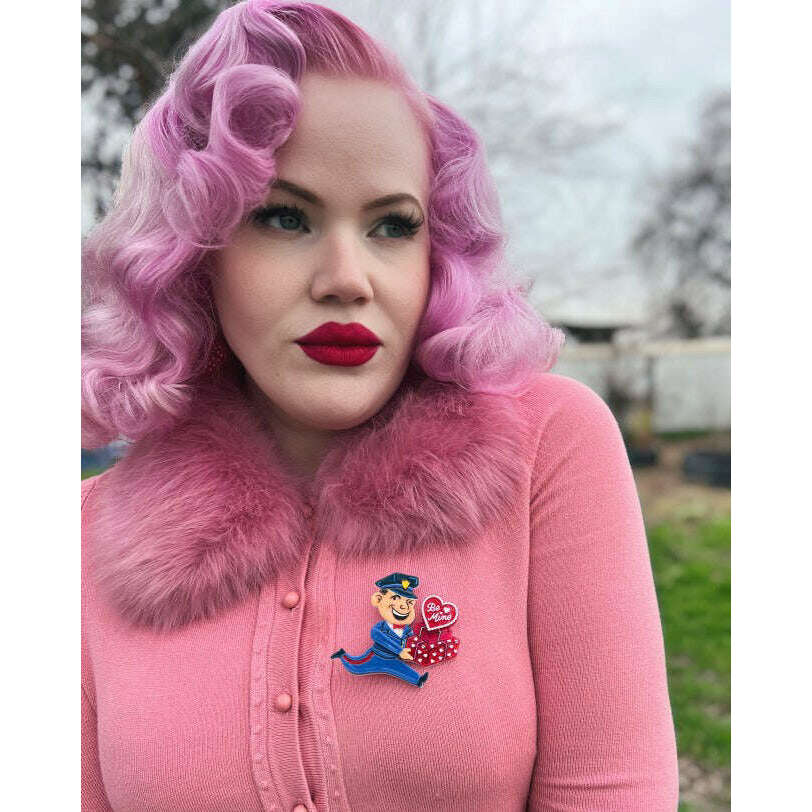 Valentine's Happy Mail Brooch & Earrings Set by 50's Vintage Dame x Lipstick & Chrome - Che Cose Belle