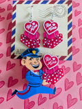 Valentine's Happy Mail Brooch & Earrings Set by 50's Vintage Dame x Lipstick & Chrome - Che Cose Belle