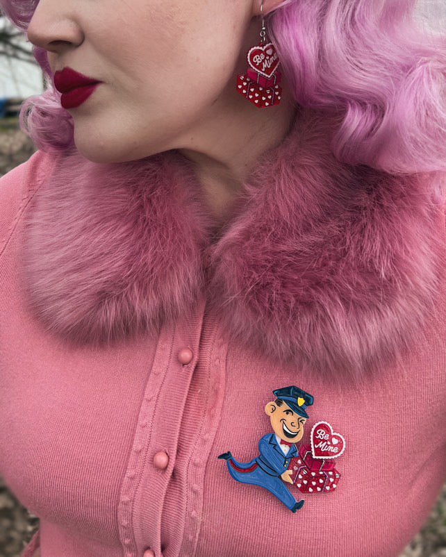 Valentine's Happy Mail Earrings by 50's Vintage Dame x Lipstick & Chrome - Che Cose Belle