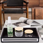 Vanity Tray Parlour Concentric Bone & Resin Inlay, Black & White - 10" x 6" - Che Cose Belle