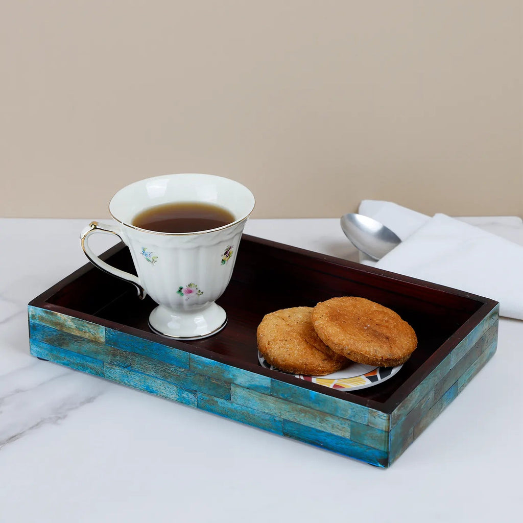 Vanity Tray Verdigris Collection Bone Inlay Handmade Bathroom Organizer, 10" x 6" - Che Cose Belle