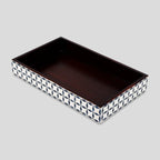 Vanity Trays illusion Wrap Collection Bone & Resin Inlay, Black - White, 10" x 6" - Che Cose Belle