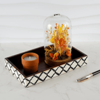 Vanity Trays Moroccan Pattern Bone & Resin inlay, Black & White, 10" x 6" - Che Cose Belle