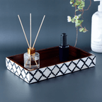 Vanity Trays Moroccan Pattern Bone & Resin inlay, Black & White, 10" x 6" - Che Cose Belle