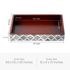 Vanity Trays Moroccan Pattern Bone & Resin Inlay, Grey & White, 10" x 6" - Che Cose Belle