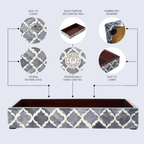 Vanity Trays Moroccan Pattern Bone & Resin Inlay, Grey & White, 10" x 6" - Che Cose Belle