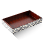 Vanity Trays Moroccan Pattern Bone & Resin Inlay, Grey & White, 10" x 6" - Che Cose Belle