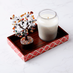 Vanity Trays Moroccan Pattern Bone & Resin inlay, Red & White, 10" x 6" - Che Cose Belle
