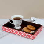 Vanity Trays Moroccan Pattern Bone & Resin inlay, Red & White, 10" x 6" - Che Cose Belle