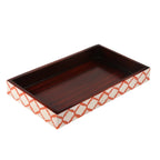 Vanity Trays Moroccan Pattern Bone & Resin inlay, White & Red, 10" x 6" - Che Cose Belle