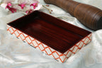 Vanity Trays Moroccan Pattern Bone & Resin inlay, White & Red, 10" x 6" - Che Cose Belle