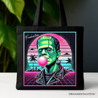 Vaperwave Frankenstein Retro Neon Horror Canvas Tote Bag, Synthwave 80's Styled Classic Halloween Gift - Che Cose Belle