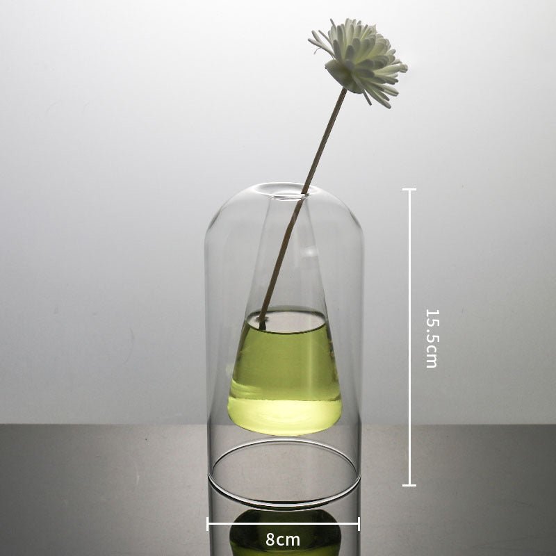 Vases Glass Vase Home Decor Room Decor Modern Wedding Decoration Hydroponic Flower Pot Double Glass Container Crafts Ornament - Che Cose Belle