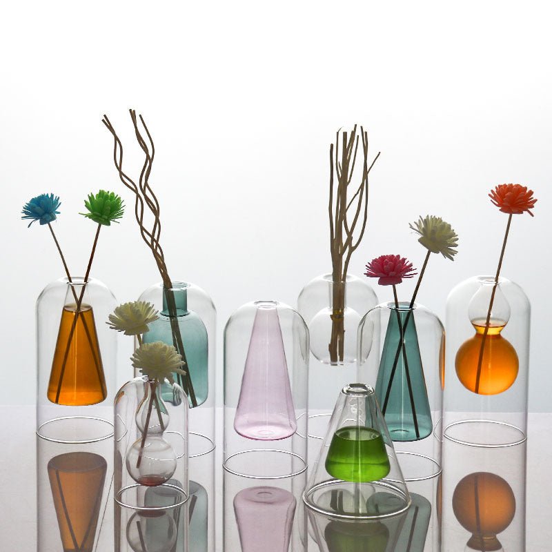 Vases Glass Vase Home Decor Room Decor Modern Wedding Decoration Hydroponic Flower Pot Double Glass Container Crafts Ornament - Che Cose Belle